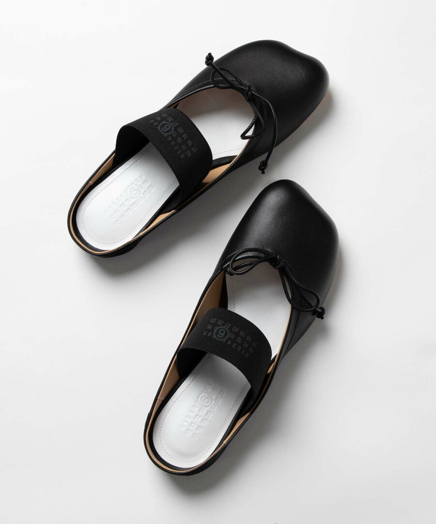 エムエム6 MM6 S66WX0062 P3628 パンプス SLIPPER レディース シューズ アナトミック スリッポン バレエシューズ レザー フラットシューズ シンプル カジュアル モード お出かけ 本革 革靴 ビジネス ビジカジ プレゼント メゾン マルジェラ ブラック 23.5〜26.0cm - メイン画像 13