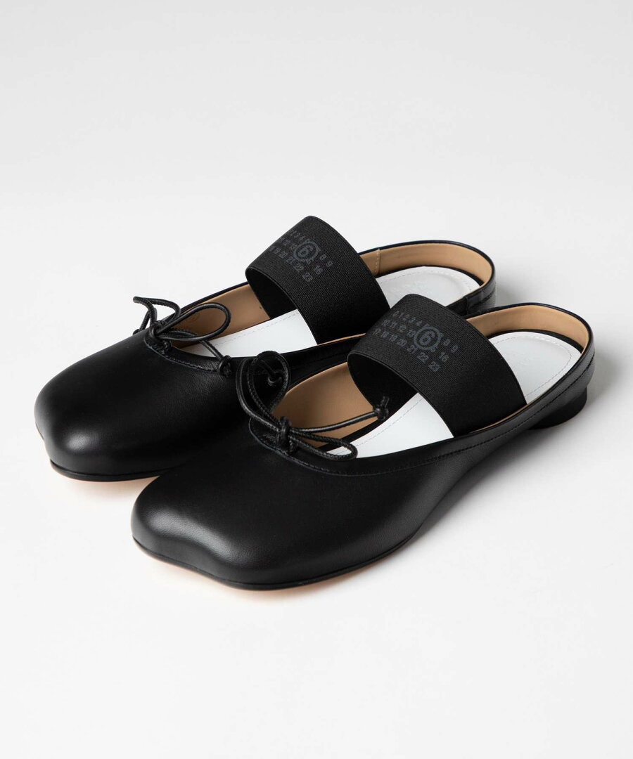 エムエム6 MM6 S66WX0062 P3628 パンプス SLIPPER レディース シューズ アナトミック スリッポン バレエシューズ レザー フラットシューズ シンプル カジュアル モード お出かけ 本革 革靴 ビジネス ビジカジ プレゼント メゾン マルジェラ ブラック 23.5〜26.0cm - メイン画像 7