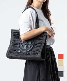 トリーバーチ TORY BURCH 158040 トートバッグ Ella Hand-Crocheted Small Tote レディース バッグ エラ スモールトート クロシェ ロゴ ラフィア カジュアル ダブルTモチーフ 鞄 プレゼント お出かけ ギフト ブラック ホワイト ナチュラル