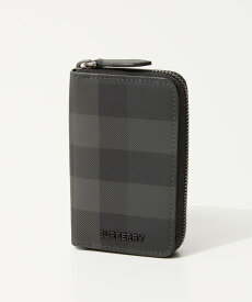 バーバリー BURBERRY 8079010 カードケース CHECK & LEATHER SMALL ZIG メンズ カードホルダー スモールジグ チェック柄 レザー ビジネス パスケース 通勤 通学 コンパクト ギフト A1208 チャコール