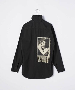 �W���T���_�[ JIL SANDER JSMT603138 MT245500 �V���c �����Y �g�b�v�X ���� �X�^���h�J���[ �u���b�N�V���c �R�b�g�� BLACK SHIRT WITH STANDING COLLAR �J�W���A�� �v���[���g �M�t�g �u���b�N 46