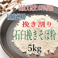 訳あり!!国産100%徳用挽き割り石臼挽きそば粉【5kg】※5kg袋×1