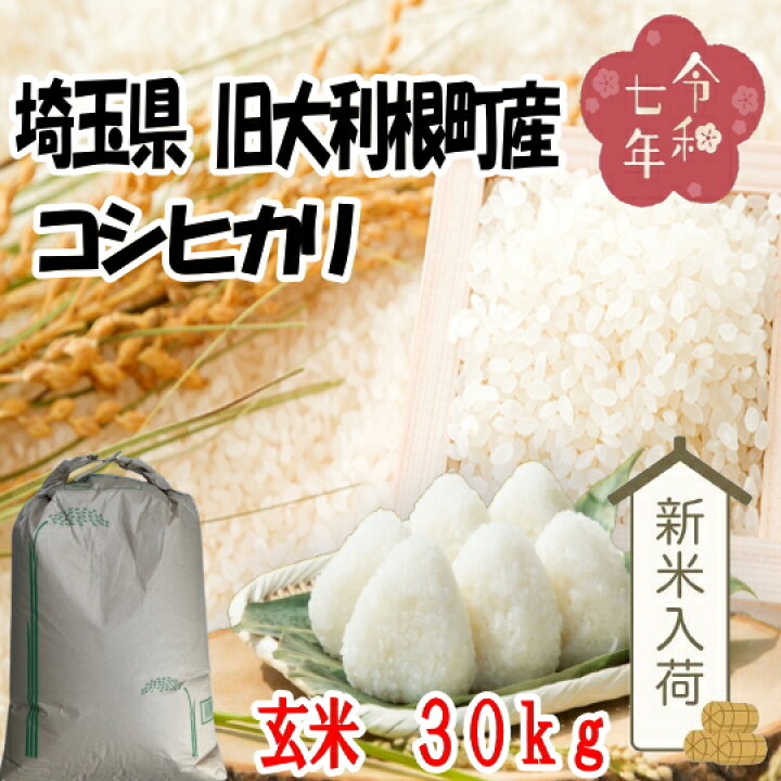 楽天市場】令和7年産埼玉県（旧大利根町）産コシヒカリ2等【玄米30kg 