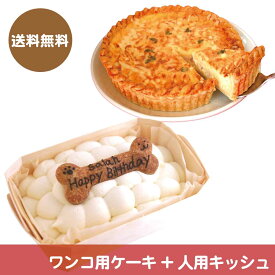 【犬用ケーキスクエア小とキッシュ18cmのセット】(送料無料)ワンコ用ケーキと人用キッシュのセット