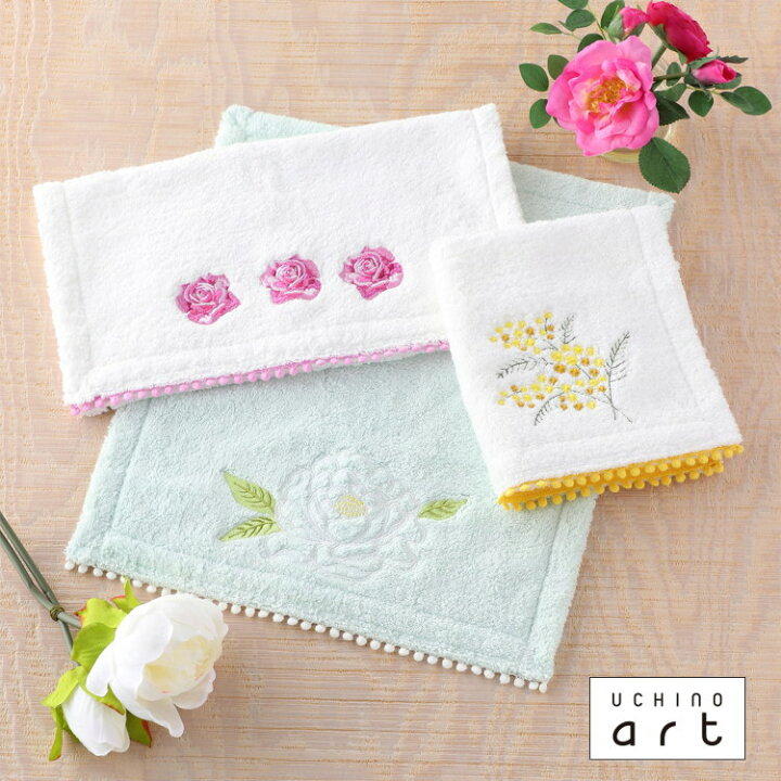 楽天市場 Uchino ａｒｔ フルリール ゲストタオル 綿100 大きめ タオルハンカチ かわいい エレガント レディース 女性用 花 刺繍 モチーフ ウチノタオル 内野タオル ギフト 贈り物 プレゼント ネコポス対応 母の日 22 実用的 Uchino Online Shop
