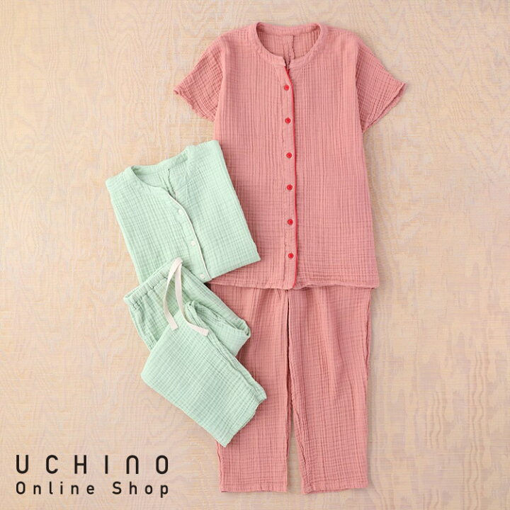楽天市場】クレープガーゼ UCHINO カラー 半袖 レディース パジャマ 