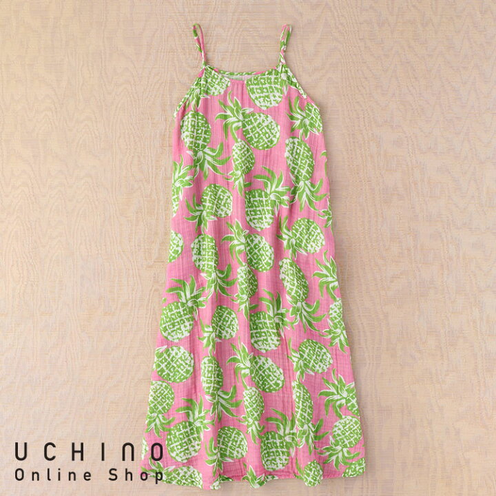 楽天市場】(SALE)UCHINO クレープガーゼ パインプリントキャミ 
