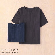 UCHINO クレープガーゼ ベーシックVネックTシャツ シンプル Tシャツ 旅行 ガーゼ素材 敏感肌 ウチノ ウチ…