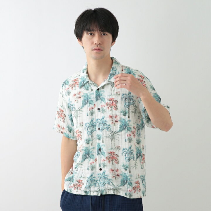 楽天市場】(SALE) UCHINO クレープガーゼ アロハシャツ プリント柄 