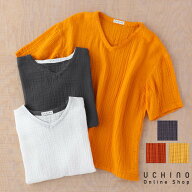 (SALE)UCHINO ウチノ クレープガーゼ メンズ Vネック Tシャツ シャツ メンズシャツ 春夏 ルームウェア ウ…