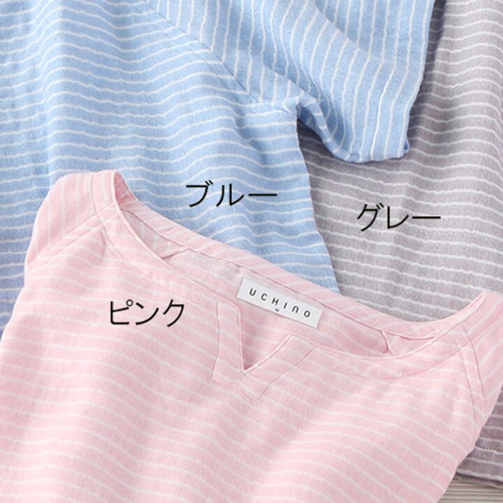 2021年新作入荷 UCHINO マシュマロガーゼ ボーダー メンズ Tシャツ ルームウェア ガーゼウェア 春 夏 綿100% ウチノタオル ギフト 贈り物 プレゼント 父の日 実用的 マシュマロガーゼ ボーダーTシャツ