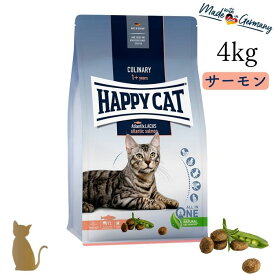 ハッピーキャット【 アトランティック サーモン 4kg 】HAPPY CAT 成猫 グルテンフリー ドライフード 中粒 スキンケア 関節ケア