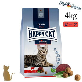 ハッピーキャット【 バイエルン ビーフ 4kg 】大粒 HAPPY CAT 成猫 グルテンフリー ドライフード デンタルケア 関節ケア 70559