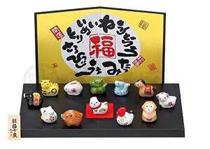 干支 置物 十二支セット/錦彩招福十二支飾り/毎年使える 縁起 町内会 敬老会 神社 寺社 年末 年始 家庭/業務用