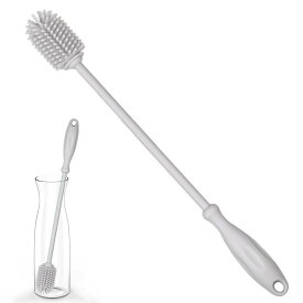 Uervoton ボトルブラシ シリコン製 30.5cm 長柄 抗菌 ボトル洗い コップ ステンレスボトル ペットボトル 洗浄 水筒 掃除 哺乳瓶 グレー
