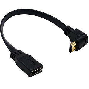 【Maxhood】 90度 HDMI 延長ケーブル ,30cm 4K HDMI L字 HDMI延長 ケーブルHDMI メス-オス L字型 延長コード金メッキ端子 ハイスピード スリムフラット4K 3D HDMIケーブル 延長タイプ (下向き)
