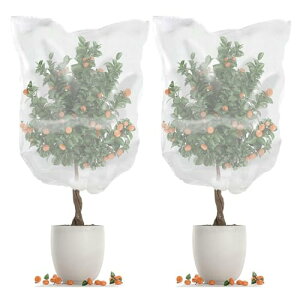 SensaBliss 防虫ネット 植物保護カバー 防鳥ネット 2枚入り メッシュ巾着式 通気性 虫鳥除け網 虫除け ネット 透明 虫よけカバー 家庭菜園 野菜栽培 花壇 果樹 プランター 鉢植え用 園芸ネット