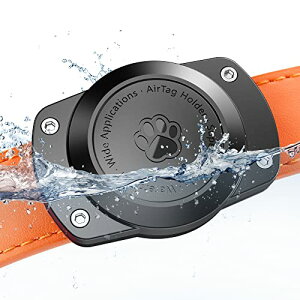 IPX8防水エアタグドッグカラーホルダー、超耐久性のある犬&猫の首輪マウント Airtagには、すべての幅の襟(1パックブラック)に適合します