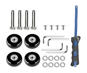 スーツケース キャリーバッグキャスター 修理 タイヤ タイヤ 車輪 キット 40mm 50mm 54mm 45mm 4個セット ノコギリ付き (54mm)