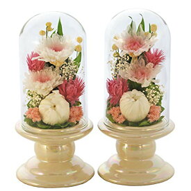 アートフォーシーズン△仏花 （白系ミニ輪菊glass 【一対デザインSET】ピンク プリザーブドフラワー