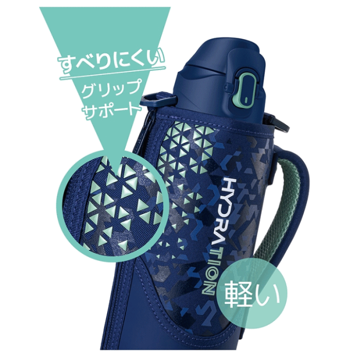 ワンタッチオープン水筒 黒・水色*6 ワンタッチオープン水筒 黒・水色*6