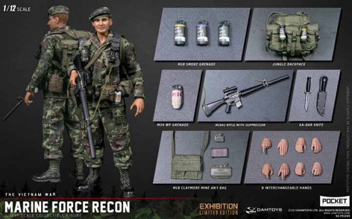 楽天市場 Dam Pes009 1 12 Pocket Elite Series Marine Force Recon In Vietnam 上海ワンフェス19 ベトナム戦争 アメリカ海兵隊武装偵察部隊 フォース リーコン 1 12スケールフィギュア 宇宙船 Toys Figures 楽天市場店