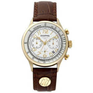 【2,000円OFFクーポン+店舗内3点で10倍、2点でも5倍】G11004GS GOLD PFEIL ゴールドファイル ウォッチ G11004Series 革バンド クロノグラフ イエローゴールド メンズ 腕時計 送料無料 送料込 プレ