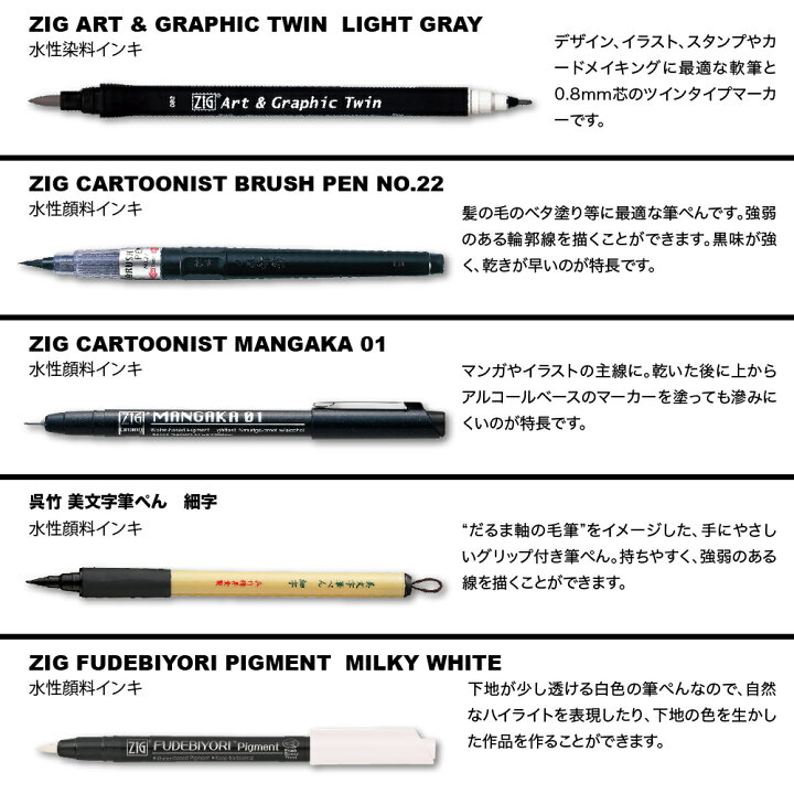 楽天市場 イラスト入門セット 呉竹zig Illustration Basic Set2iktb 21 5v筆ペン5本セット オススメセット 上野文具 楽天市場店