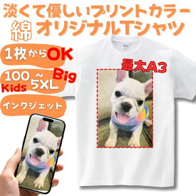【オリジナルTシャツ】綿 ホワイトTシャツ 文字入れ自由！綿100%であなただけの1枚を 約A3サイズ 自由 に描く 写真 イラスト 絵 作品 チームロゴ ペット 愛犬 愛猫 画像 プレゼントに最適！誕生日 バースデー 結婚祝い 結婚記念日 記念日 お揃い Birthday Original tshirt