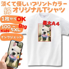 【オリジナルTシャツ】綿 ホワイトTシャツ 文字入れ自由！綿100%であなただけの1枚を 約A4サイズ 自由 に描く 写真 イラスト 絵 作品 チームロゴ ペット 愛犬 愛猫 画像 プレゼントに最適！誕生日 バースデー 結婚祝い 結婚記念日 記念日 お揃い Birthday Original tshirt