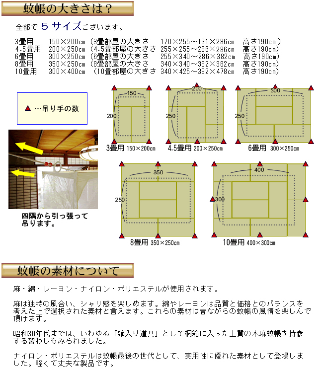楽天市場】【国内生産】 天然 綿 麻15% 日本製 蚊帳 片麻 6畳用 緑色 