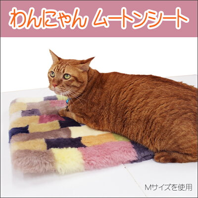 わんにゃんムートンシートクッションMミックスカラー40×60cm長方形マスダtmd7167犬猫ペットの防寒・保温ベッドマット