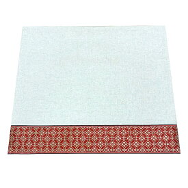 敷折織　雛人形（ひな人形）用敷布　敷物　 生成りに七宝赤 ［幅46×奥行き40cm］＜メール便対応＞