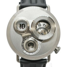 【天白】【OTSUKA LOTEC】大塚ローテック 7.5号 ジャンピングアワー SS レザー シルバー メンズ 自動巻き 腕時計【中古】
