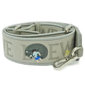 【栄】【LOEWE】ロエベ ショルダーストラップ スナ・フジタ アニマル アナグラム C604T87X27 グレー 刺繍 ジャカード レザー シルバー金具 小物【中古】
