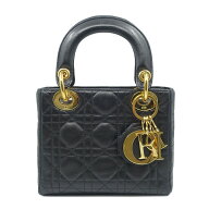 【栄】【CHRISTIAN DIOR】クリスチャンディオール レディディオール ミニ ハンドバッグ ゴールド金具 ラ…