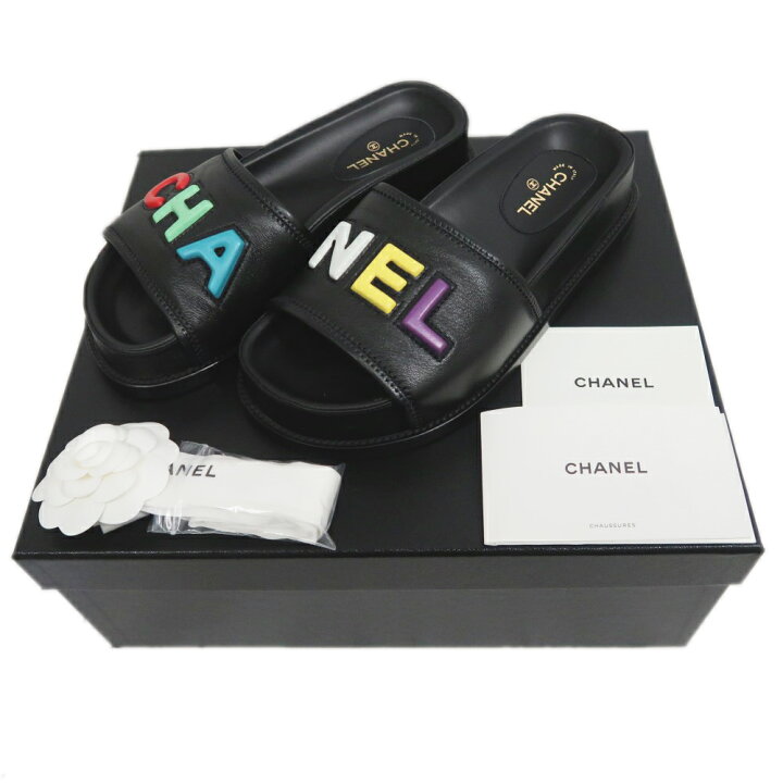 楽天市場】【名東】【CHANEL】シャネル マルチカラー ロゴサンダル 