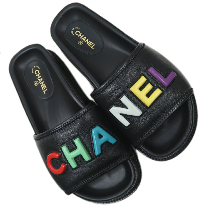 楽天市場】【名東】【CHANEL】シャネル マルチカラー ロゴサンダル 