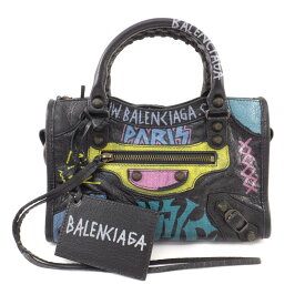 【最大3万円クーポン 6/4 20:00~】【天白】【BALENCIAGA】バレンシアガ グラフティ 2WAYバッグ ハンドバッグ ショルダーバッグ ブラック メタル金具 コンパクトミラー レディース 鞄【中古】