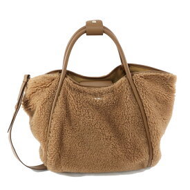 【天白】【MAX MARA】マックスマーラ マリン テディベア ショッピングバッグ 3WAY ハンドバッグ ショルダーバッグ クロスボディ ブラウン 茶 ゴールド金具 レディース 美品【中古】