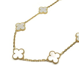 【最大3万円クーポン 6/1 0:00~】【名古屋】【VAN CLEEF&ARPELS】ヴァンクリーフ&アーペル ヴィンテージアルハンブラ ネックレス 10モチーフ 750YG イエローゴールド マザーオブパール 白蝶貝 ホワイトシェル VCARA42800 2022年 メンズ レディース【中古】