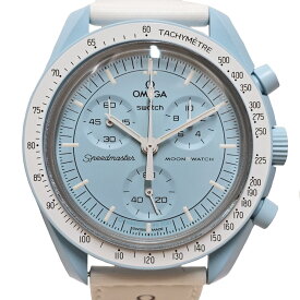 【栄】【SWATCH×OMEGA】スウォッチ×オメガ MISSION TO URANUS ミッショントゥウラヌス SO33L100 スピードマスター ムーンスウォッチ ペールブルー クォーツ メンズ 腕時計【中古】