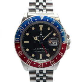 【天白】【ROLEX】ロレックス GMTマスター 1675 ブラック 赤 青 SS 19番台 オールトリチウム ロングE Mk1ダイヤル クロノメーター認定書 自動巻 メンズ 腕時計 箱【中古】