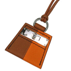 【名古屋】【HERMES】エルメス ネックレス モンプティ ケリーPM ブラウン オレンジ レザー シルバー金具 ツートンカラー 小物 バッグチャーム ファッションアクセサリー ペンダント レディース【新品】【未使用】【中古】