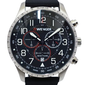 【栄】【WENGER】ウェンガー アティチュード クロノグラフ 01.1543.119 メンズ SS ラバー クォーツ ブラック 腕時計【中古】