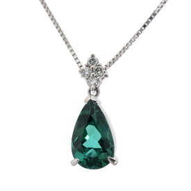 【名東】【JEWELRY】ネックレス 天然 トルマリン 2.22ct ダイヤ 0.10ct Pt900/Pt850 4.9g プラチナ 10月 誕生石 ペンダント ジュエリー 高級【ソーティング付】【仕上げ済】【中古】