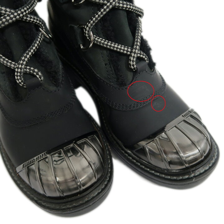 楽天市場】【名東】【MIUMIU】ミュウミュウ レースアップブーツ 黒  