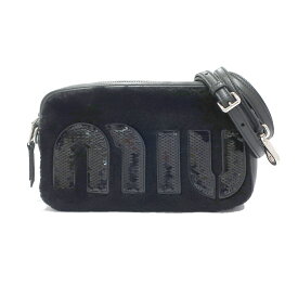 【栄】【MIUMIU】ミュウミュウ ショルダーバッグ 5BH119 レザー ブラック 黒 シルバー金具 レディース 女性 保存袋【中古】