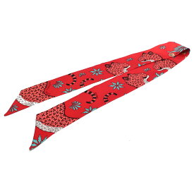 【栄】【HERMES】エルメス ツイリー スカーフ Les Leopards Bandana レオパード・バンダナ ピンク系 シルク 小物 その他 etc【中古】