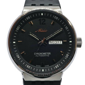 【天白】【MIDO】ミドー デイデイト クロノメーター 8340 SS ラバー ブラック 自動巻き メンズ 腕時計【中古】